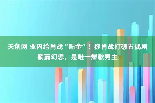 天创网 业内给肖战“贴金”！称肖战打破古偶剧躺赢幻想，是唯一爆款男主